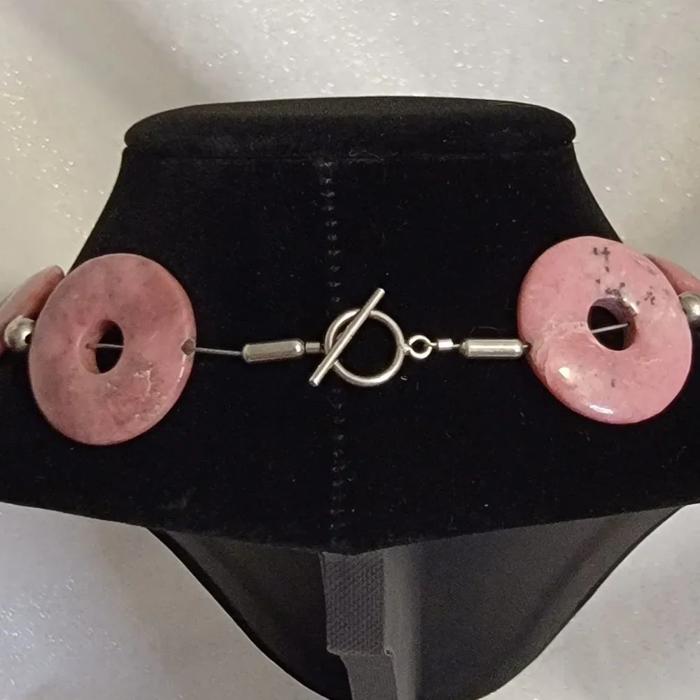 Raspberry Pink Rhodolite Circle Necklace - Picture 6 of 10